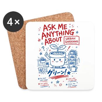 Urban Gardening Ask Me Anything - Coasters (set of 4) - white - Front