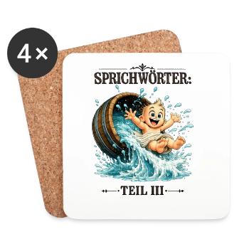 Sprichwort Das Kind mit dem Bade ausschütten - Untersetzer (4er-Set) - Weiß - Vorne