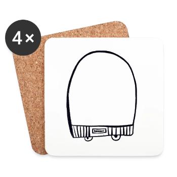 Black cap - Coasters (set of 4) - white - Front