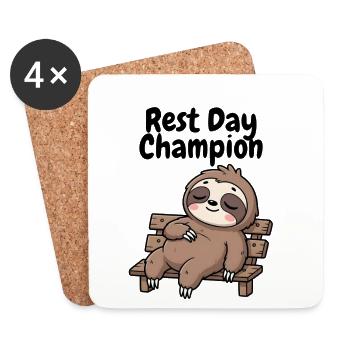 Rest Day Champion Sloth - Coasters (set of 4) - white - Front