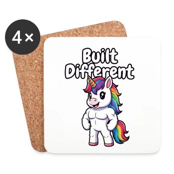 Built Different Unicorn Muscular - Coasters (set of 4) - white - Front