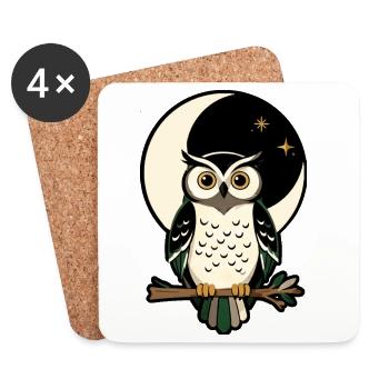 Forest Moon Symbol Folk Streetwear - Untersetzer (4er-Set) - Weiß - Vorne