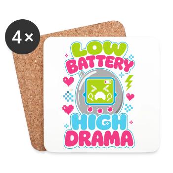 Low Battery High Drama Retro - Coasters (set of 4) - white - Front