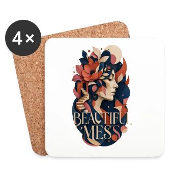 Beautiful Mess – Surreal Ästhetik & Kunst Collage - Untersetzer (4er-Set) - Weiß - Vorne