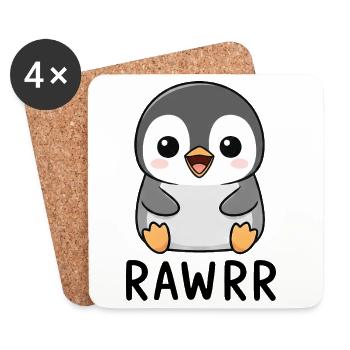 Cute Cartoon Penguin Chibi Rawr - Coasters (set of 4) - white - Front