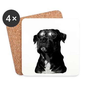 Stadtblick Hund mit Sonnenbrille - Untersetzer (4er-Set) - Weiß - Vorne