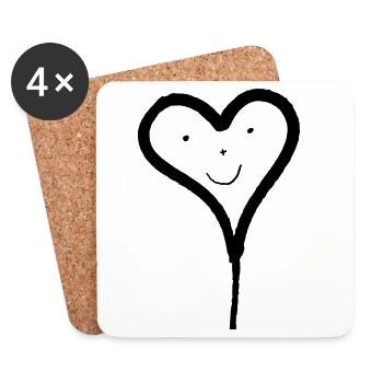 Heart balloon with face - Coasters (set of 4) - white - Front