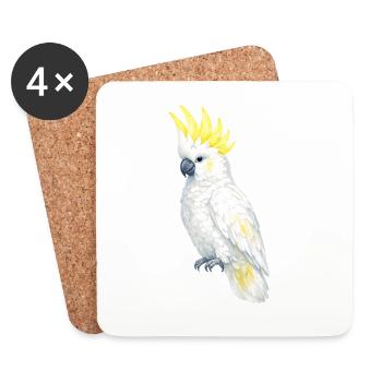 White Cockatoo Yellow Comb - Coasters (set of 4) - white - Front