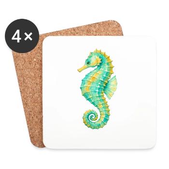 Watercolor Seahorse - Coasters (set of 4) - white - Front