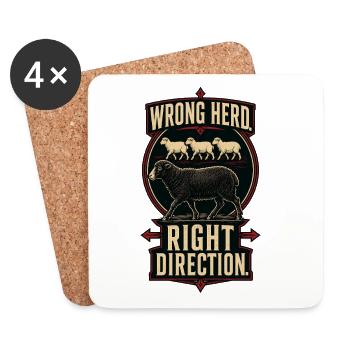 Wrong Herd – Right Direction - Coasters (set of 4) - white - Front