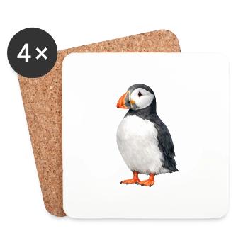 Puffin Watercolor Illustration - Coasters (set of 4) - white - Front