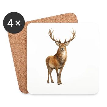 Forest Deer Watercolor Painting - Coasters (set of 4) - white - Front