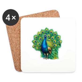 Magnificent peacock - Coasters (set of 4) - white - Front