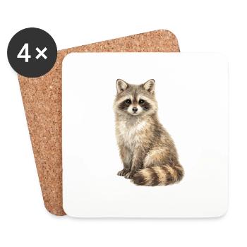 Raccoon in the dream forest - Coasters (set of 4) - white - Front