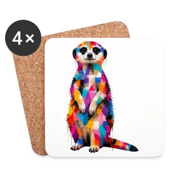 Colorful meerkat with splashes of color - Coasters (set of 4) - white - Front