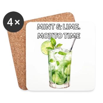 Mint & Lime. Mojito Time. - Coasters (set of 4) - white - Front