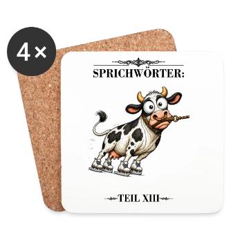 Sprichwort Die Kuh vom Eis ziehen - Untersetzer (4er-Set) - Weiß - Vorne