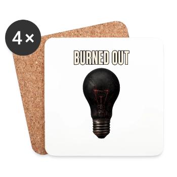 Burned Out – Broken Lightbulb - Coasters (set of 4) - white - Front