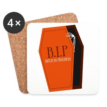 B.I.P. Coffin Print - Coasters (set of 4) - white - Front