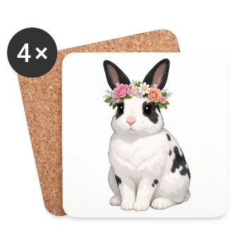 Lapin escargot anglais - Dessous de verre (lot de 4) - blanc - Devant
