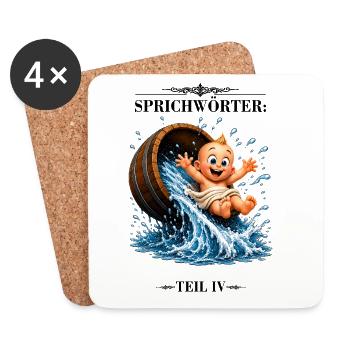 Sprichwort Kind mit dem Bade ausschütten - Untersetzer (4er-Set) - Weiß - Vorne
