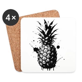Pineapple Spray Black - Coasters (set of 4) - white - Front