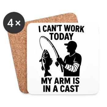 Funny Angler Saying: My Arm Is in a Cast - Coasters (set of 4) - white - Front