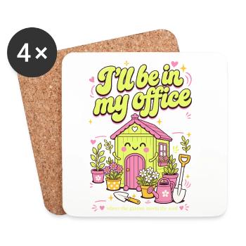 Je vais être dans mon bureau Jardinage bio - Dessous de verre (lot de 4) - blanc - Devant