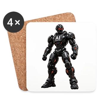 AI-Modified Mech Warrior - Coasters (set of 4) - white - Front