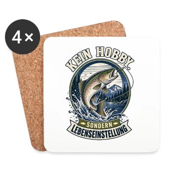 Kein Hobby Lebens Einstellung Fischangeln - Untersetzer (4er-Set) - Weiß - Vorne