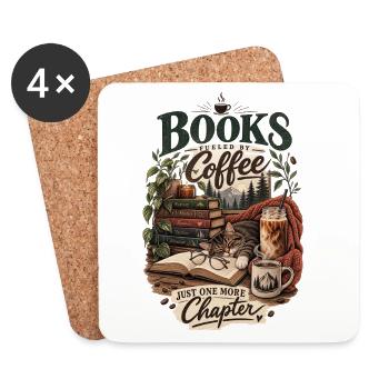 Books and Coffee - Coasters (set of 4) - white - Front