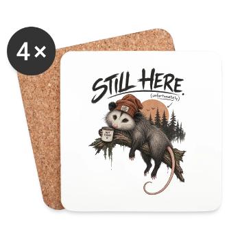 Still Here Opossum - Coasters (set of 4) - white - Front