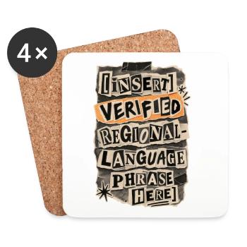 Typographic Collage Regional Phrases - Coasters (set of 4) - white - Front