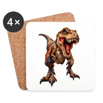 Low Poly Tyrannosaurus - Coasters (set of 4) - white - Front