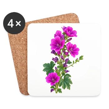 PurpleGeranium Blossoms - Coasters (set of 4) - white - Front