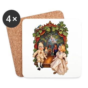 Dolls on strings - Coasters (set of 4) - white - Front