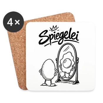 Ei im Spiegel, Spiegelei - Untersetzer (4er-Set) - Weiß - Vorne