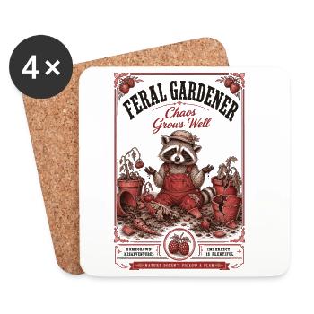 Feral Gardener Chaos Grows Well Gardening - Coasters (set of 4) - white - Front