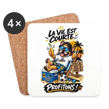 Chien détendu plage No Stress - Dessous de verre (lot de 4) - blanc - Devant