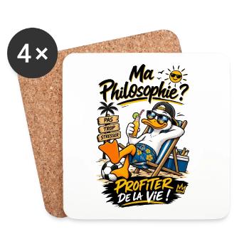 Ma Philosophie: Profiter de la Vie - Dessous de verre (lot de 4) - blanc - Devant