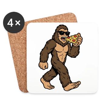Sasquatch Eats Pizza - Coasters (set of 4) - white - Front