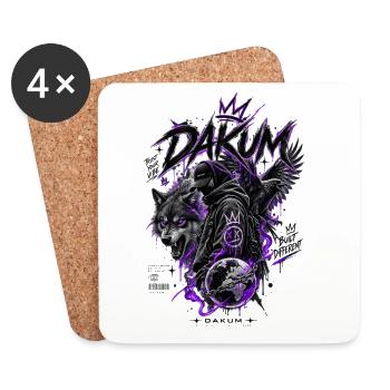DAKUM Demonic Wolf in the Glow of Night - Coasters (set of 4) - white - Front