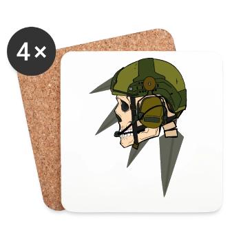 Skull Soldier Helmet Design with Headset - Coasters (set of 4) - white - Front