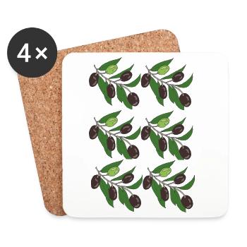 Olive Branch Pattern - Coasters (set of 4) - white - Front