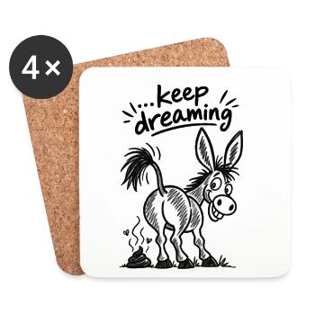 Black and white cartoon donkey with a big grin - Coasters (set of 4) - white - Front