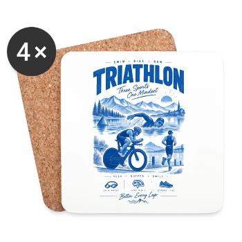 Affiche vintage triathlon bleue - Dessous de verre (lot de 4) - blanc - Devant