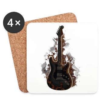 Brennende Gitarre – Dark Rock Shirt - Untersetzer (4er-Set) - Weiß - Vorne