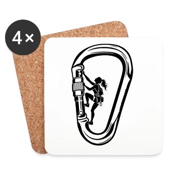 Climbing Carabiner Girls Women - Coasters (set of 4) - white - Front