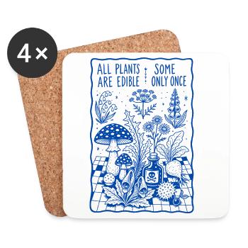 Toutes les plantes sont comestibles, certaines ne sont consommées qu’une seule fois en jardinant - Dessous de verre (lot de 4) - blanc - Devant