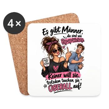 Pop up Männer  - Untersetzer (4er-Set) - Weiß - Vorne